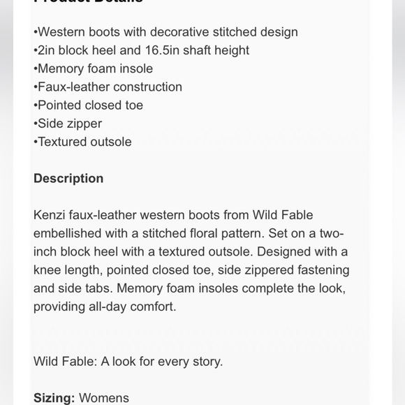 Women's Kenzi Wide Calf
Western Boots Memory Foam Insole Wild
Fable Jet 🆕 - Picture 5 of 6